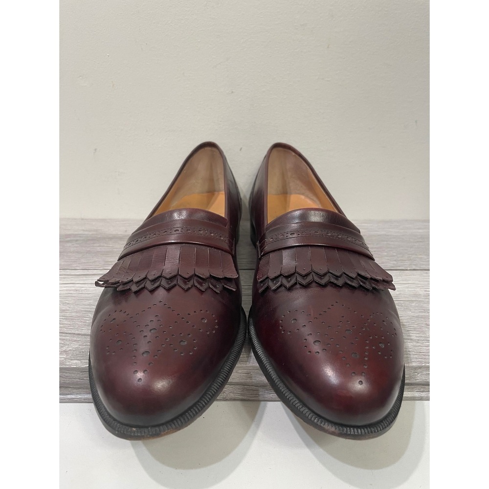 Salvatore Ferragamo Mens Burgundy Leather Kiltie Brogue Loafers 1751 Size 11 B
